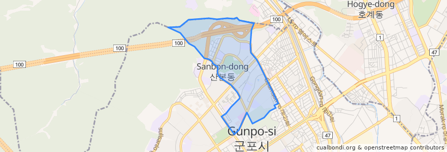 Mapa de ubicacion de Sanbon 2-dong.