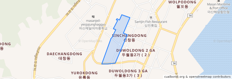 Mapa de ubicacion de 창원시 마산합포구 평화동.