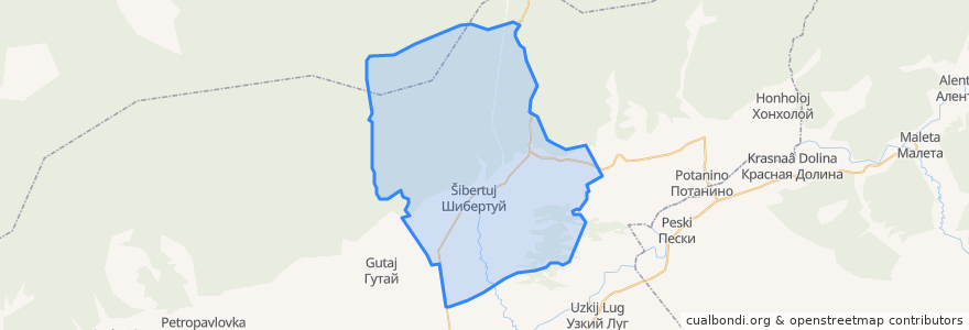 Mapa de ubicacion de Шибертуйское сельское поселение.