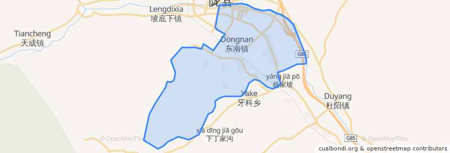 Mapa de ubicacion de Dongnan Town.
