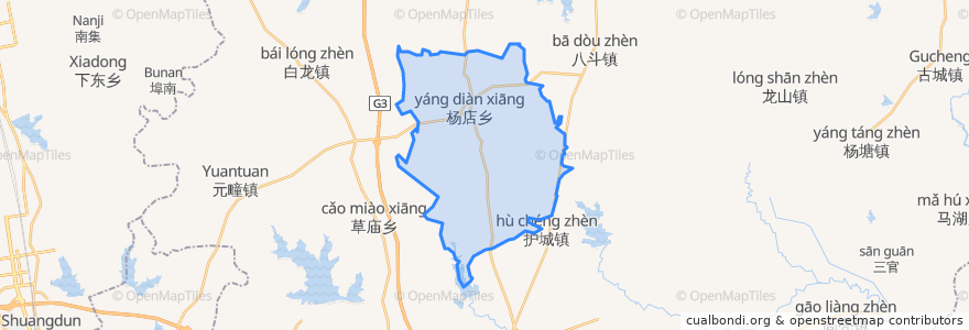 Mapa de ubicacion de Yangdian Township.