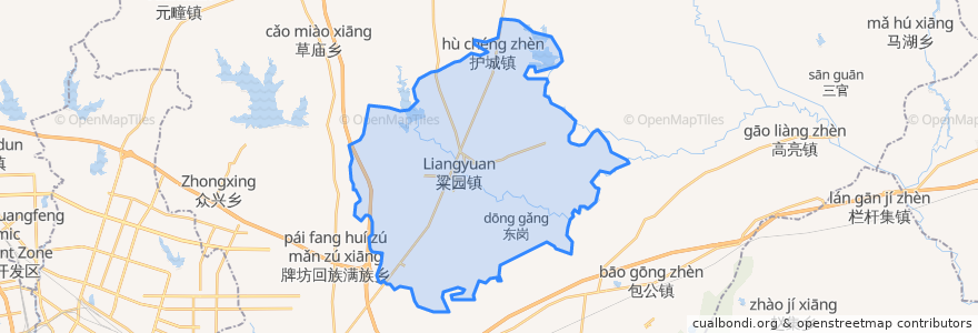 Mapa de ubicacion de Liangyuan Town.