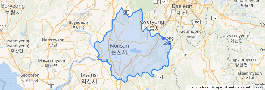 Mapa de ubicacion de 論山市.