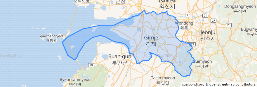 Mapa de ubicacion de Gimje-si.