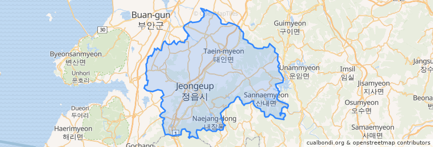 Mapa de ubicacion de 井邑市.