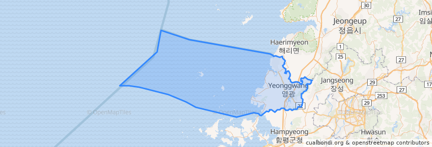 Mapa de ubicacion de Yeonggwang-gun.