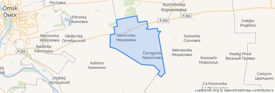 Mapa de ubicacion de Черниговское сельское поселение.