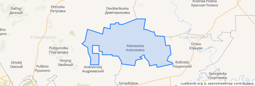 Mapa de ubicacion de Алексеевское сельское поселение.