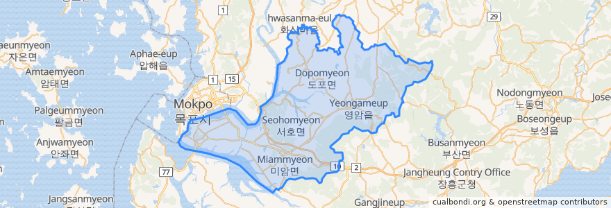 Mapa de ubicacion de Yeongam-gun.