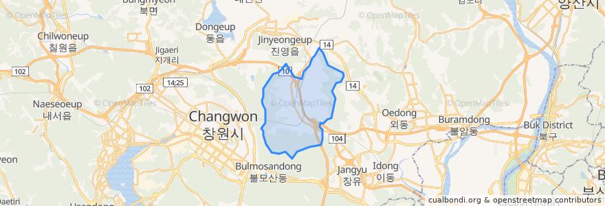 Mapa de ubicacion de 진례면.