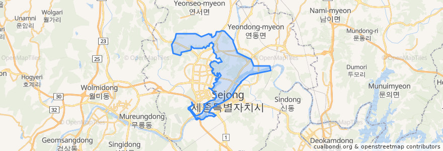 Mapa de ubicacion de 연기면.