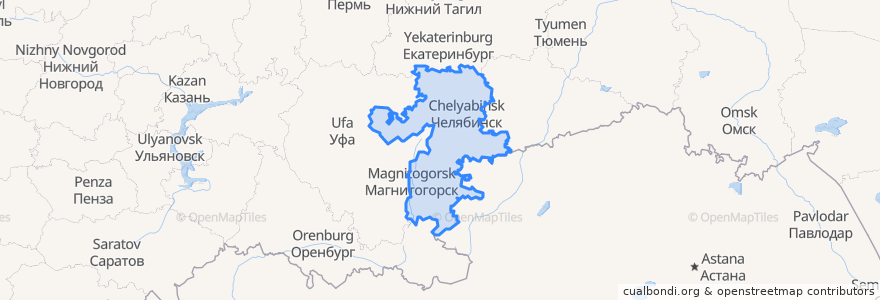 Mapa de ubicacion de 车里雅宾斯克州.