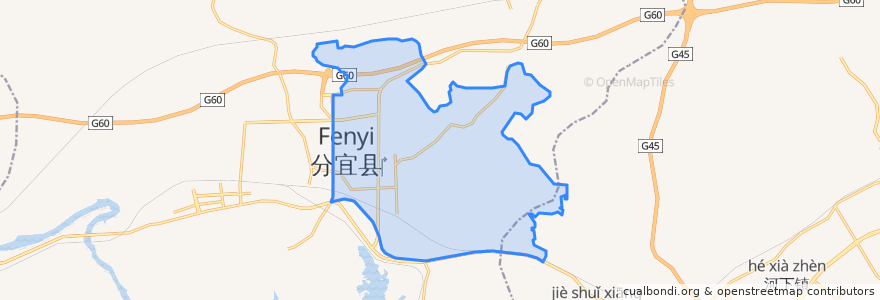 Mapa de ubicacion de Qiandong Subdistrict.