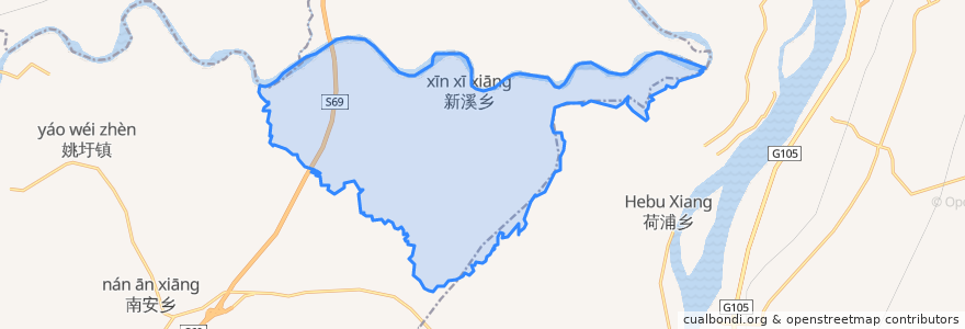 Mapa de ubicacion de Xinxi.