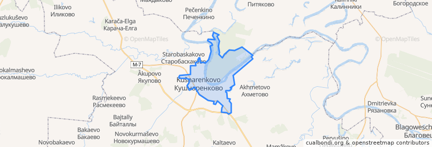 Mapa de ubicacion de Кушнаренковский сельсовет.