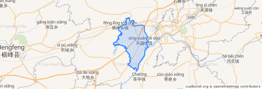 Mapa de ubicacion de Xingyuan Subdistrict.