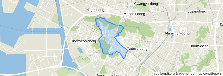 Mapa de ubicacion de 靑鶴洞.