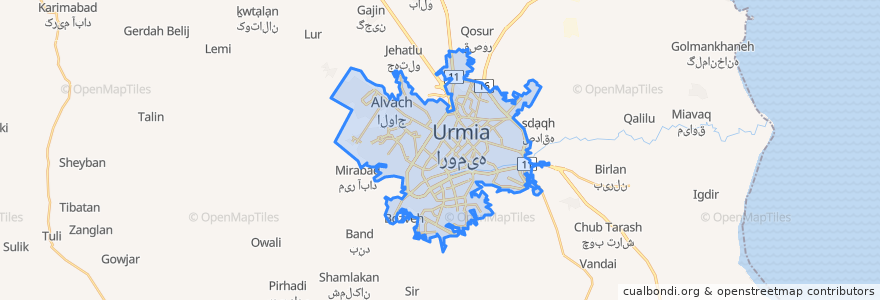 Mapa de ubicacion de شهر ارومیه.