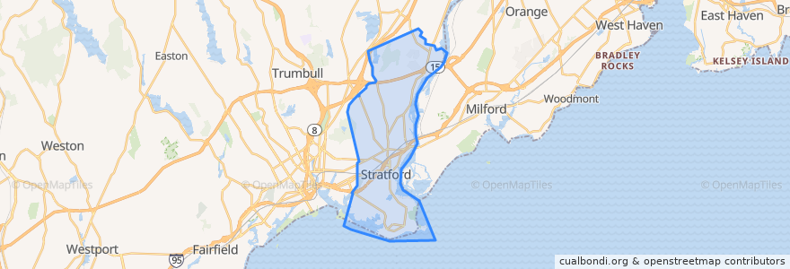 Mapa de ubicacion de Stratford.