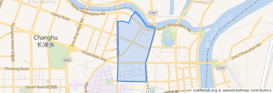 Mapa de ubicacion de Zhengxiang Subdistrict.