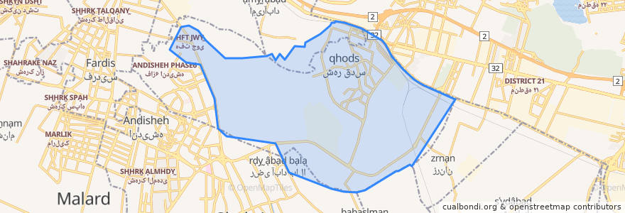 Mapa de ubicacion de Qods.