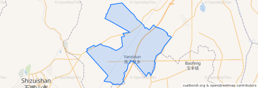 Mapa de ubicacion de Yanzidun.