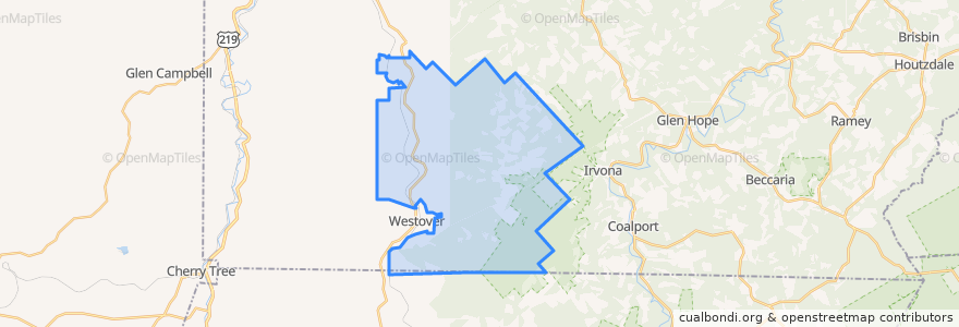 Mapa de ubicacion de Chest Township.
