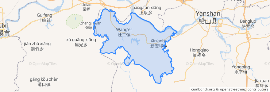 Mapa de ubicacion de Wang'er.