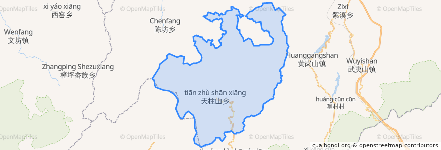 Mapa de ubicacion de Tianzhushan.