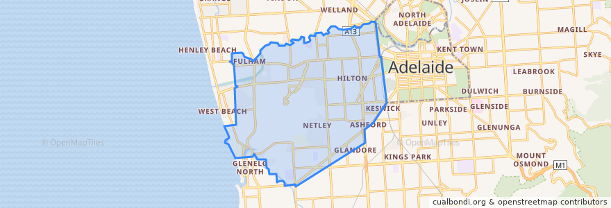 Mapa de ubicacion de City of West Torrens.