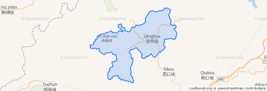 Mapa de ubicacion de Qinghua.