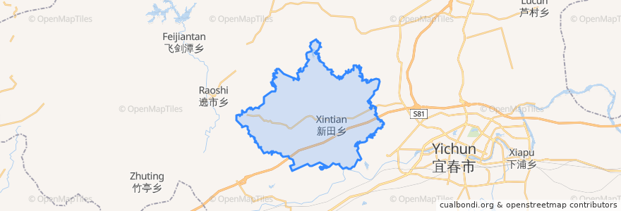 Mapa de ubicacion de Xintian.