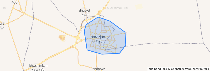 Mapa de ubicacion de Borazjan.
