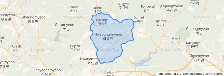 Mapa de ubicacion de Hwabuk-myeon.
