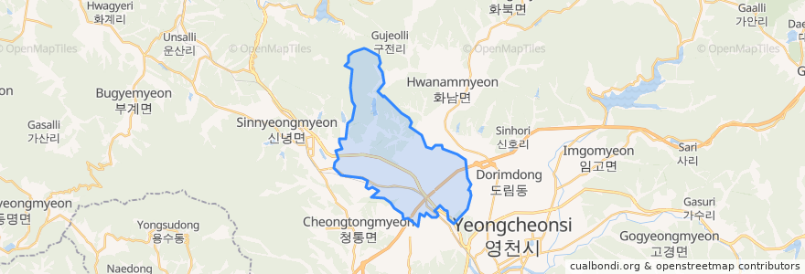 Mapa de ubicacion de Hwasan-myeon.
