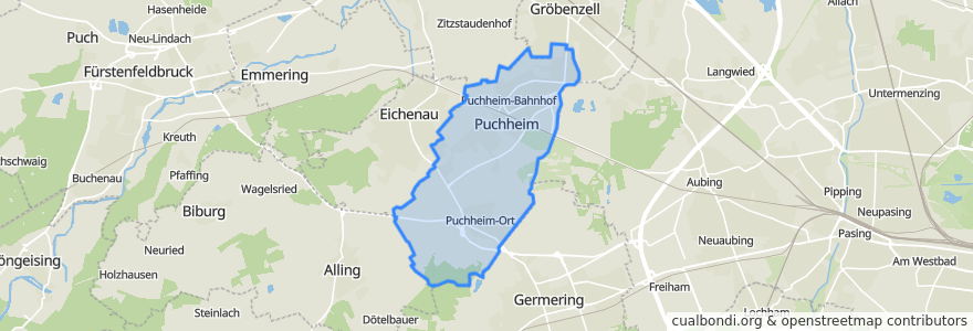 Mapa de ubicacion de Puchheim.