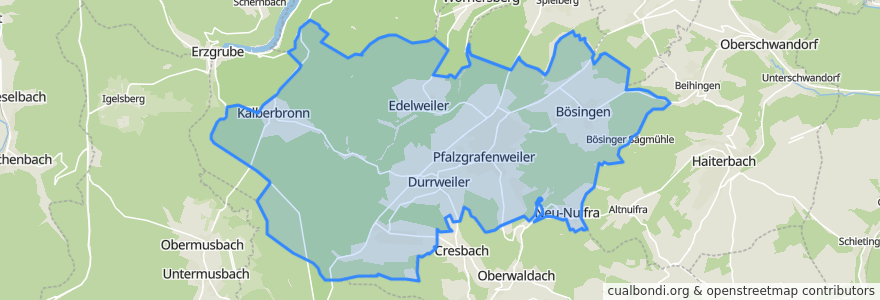 Mapa de ubicacion de Pfalzgrafenweiler.