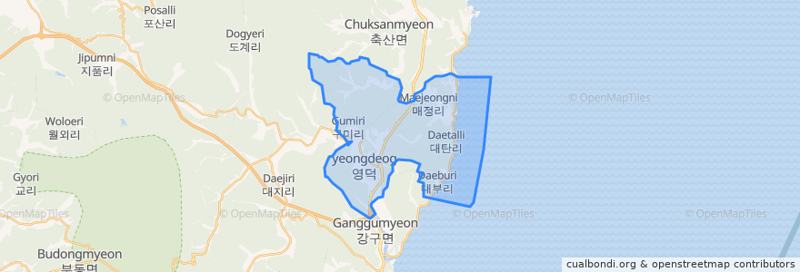 Mapa de ubicacion de Yeongdeok-eup.