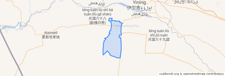 Mapa de ubicacion de 察布查尔镇 چاپچال بازىرى ᠴᠠᠪᠴᠠᠯ ᡪᡝᠨ.