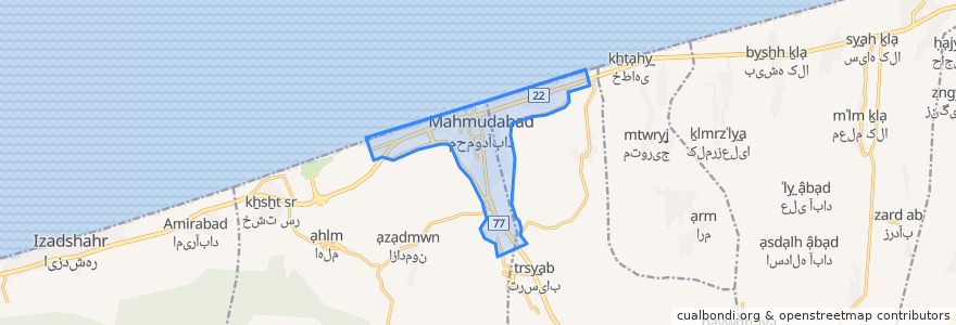 Mapa de ubicacion de Mahmoudabad.