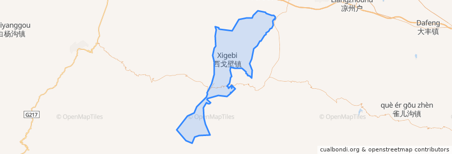 Mapa de ubicacion de Xigebi Town.
