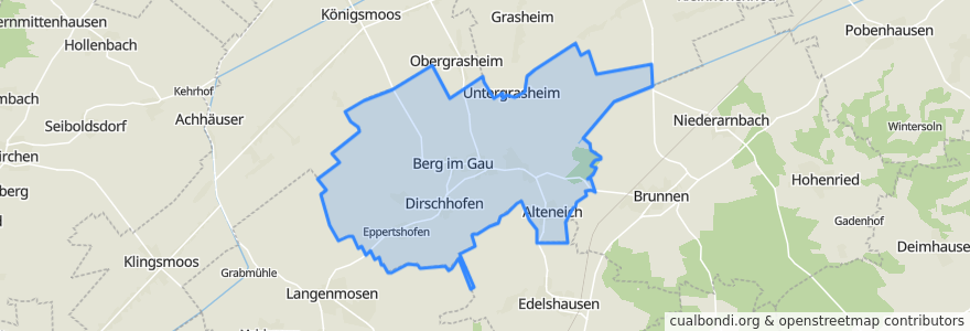 Mapa de ubicacion de Berg im Gau.