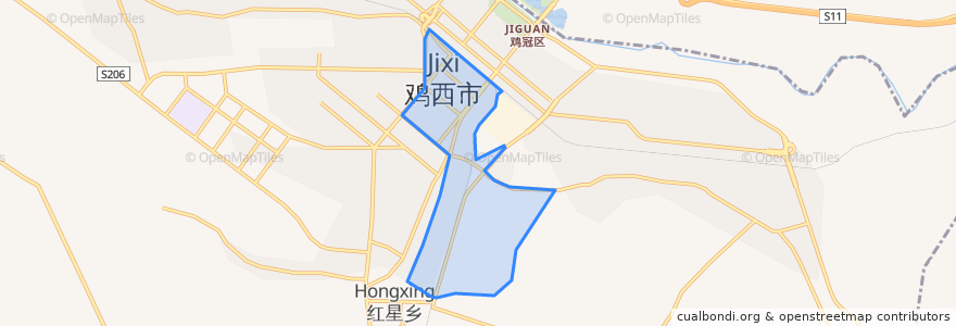 Mapa de ubicacion de 向阳街道.