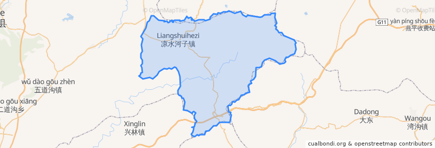 Mapa de ubicacion de 凉水河子镇.