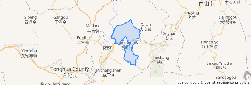 Mapa de ubicacion de Erdaojiang Township.