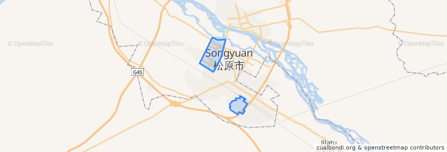 Mapa de ubicacion de 松原经济技术开发区特殊乡镇.