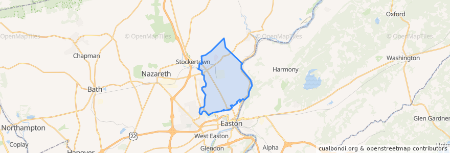 Mapa de ubicacion de Forks Township.