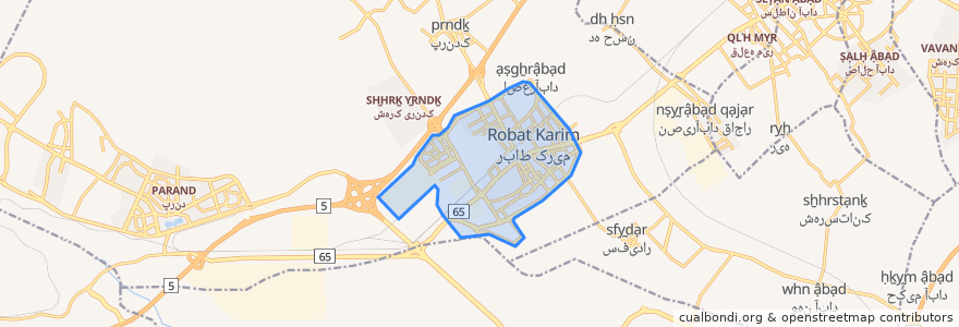 Mapa de ubicacion de Robat Karim.