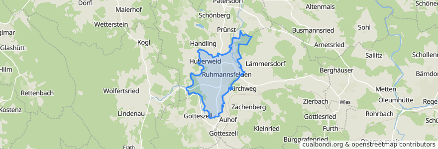Mapa de ubicacion de Ruhmannsfelden.