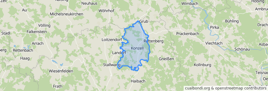 Mapa de ubicacion de Konzell.